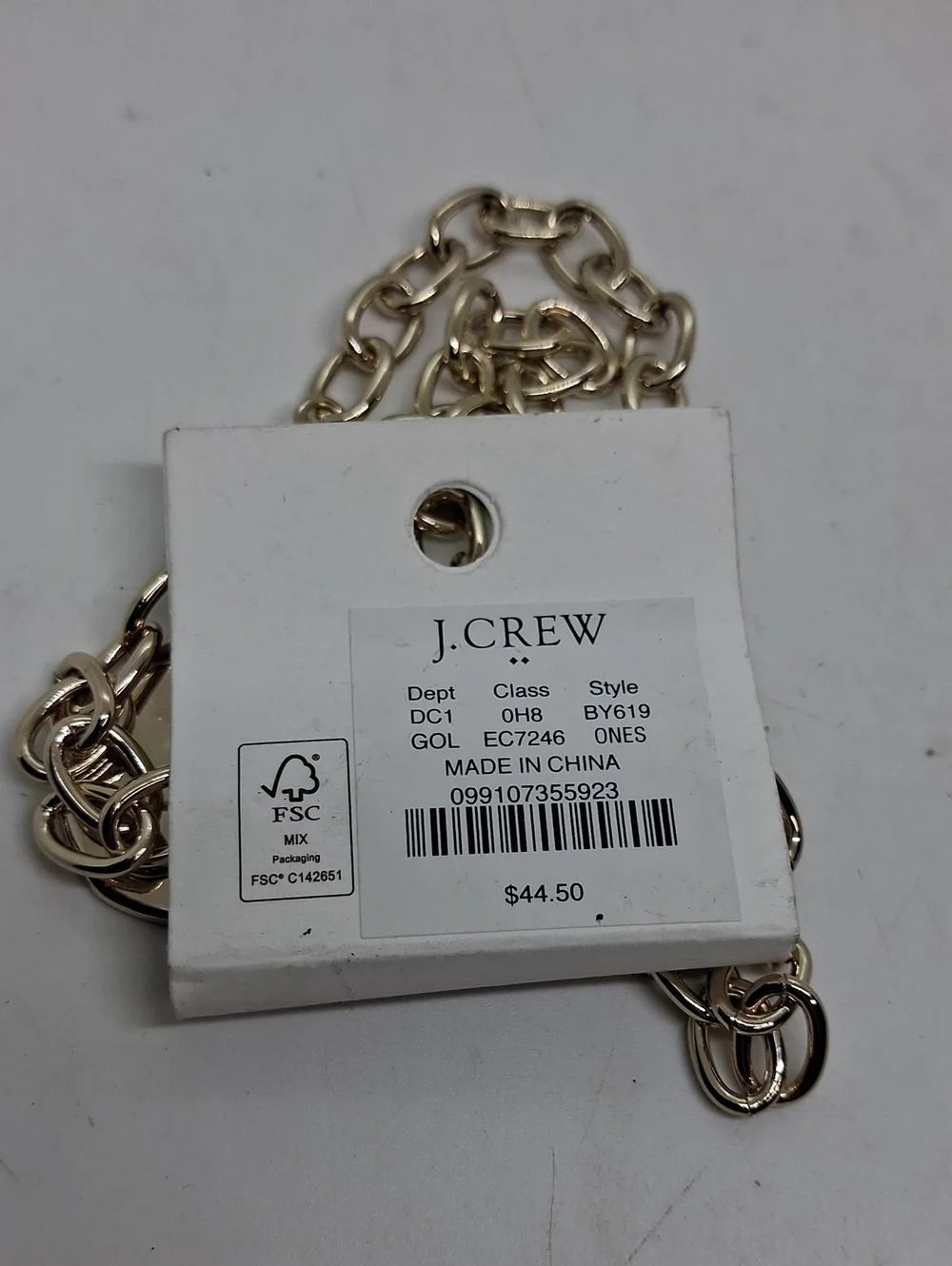 NWT J. Crew Gold-Tone Chain Necklace with Black and Pearl Accent Earrings
